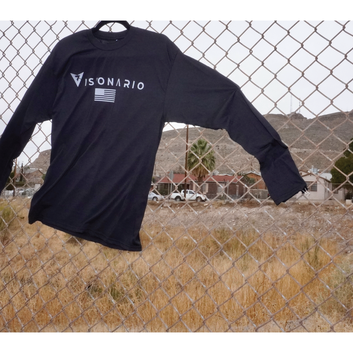 BLACK PATRIOTIC LONG SLEEVE GREY DESIGN.